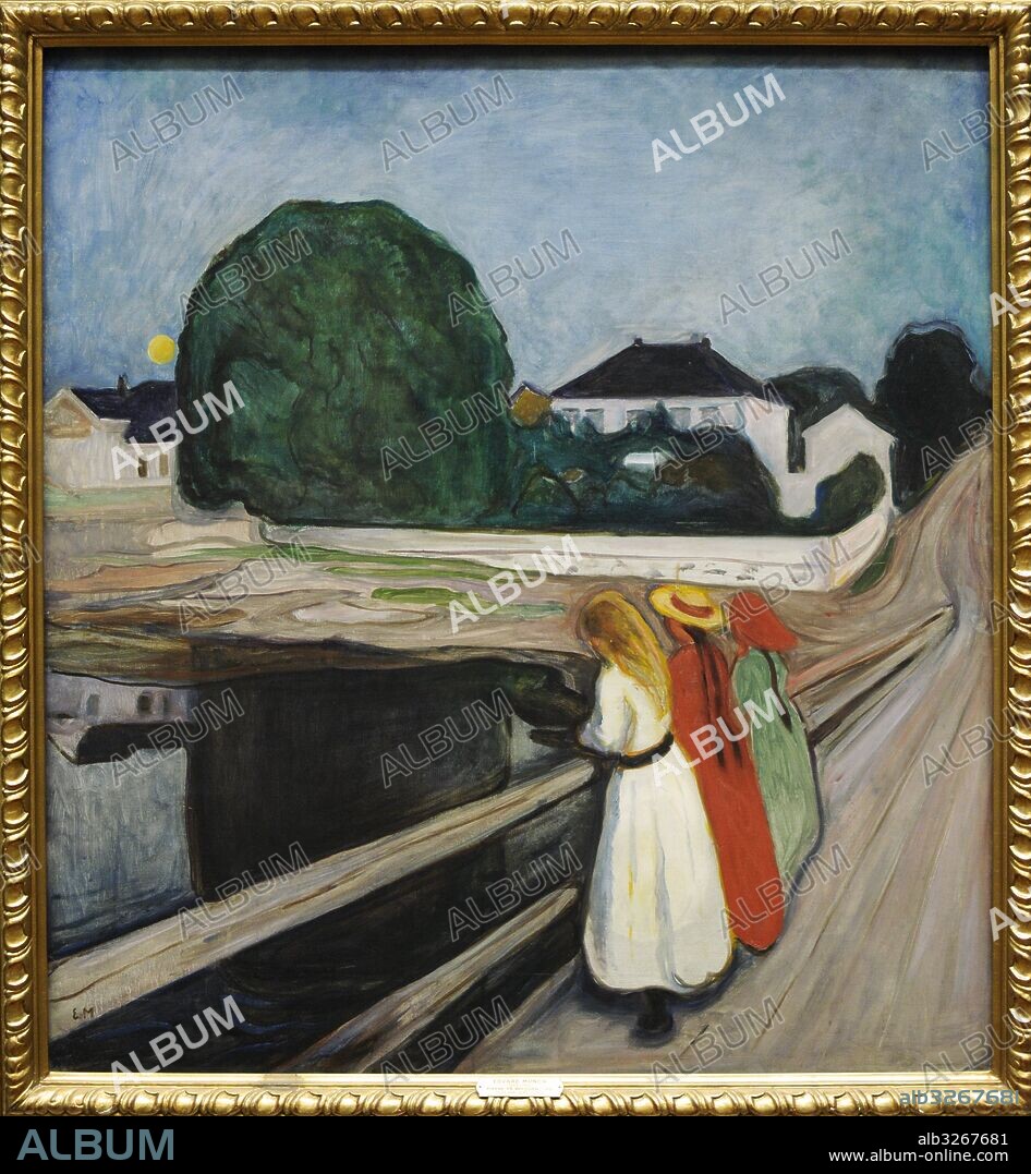 Edvard Munch (1863-1944). Pintor noruego. Muchachas en el puente, h. 1901. Galería Nacional. Museo Nacional de Arte, Arquitectura y Diseño. Oslo. Noruega.