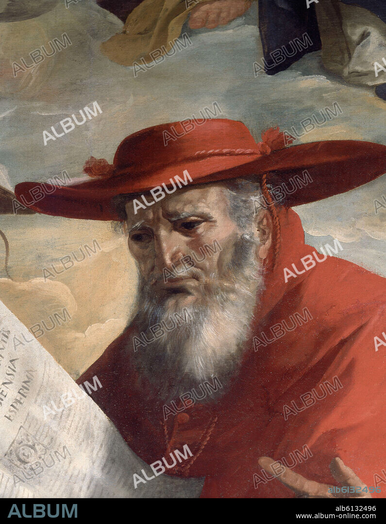 FRANCISCO DE ZURBARAN. APOTHEOSIS OF SANTO TOMAS DE AQUINO. DETAIL OF SAINT JEROME (TO THE RIGHT OF THE STO) (CONJ Nº 11729) YEAR 1631 - SPANISH BAROQUE.