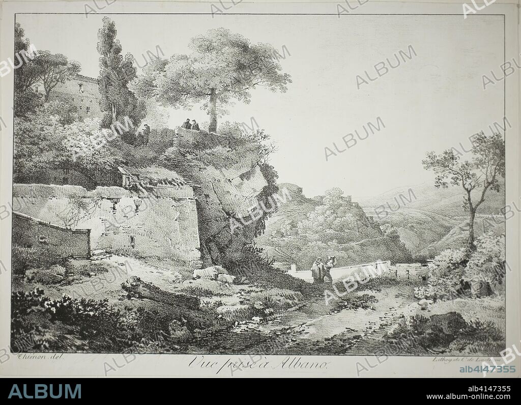 View of Albano. Claude Thiénon (French, 1772-1846); printed by Comte de Charles Philibert Lasteyrie du Saillant (French, 1759-1849). Date: 1817. Dimensions: 202 × 293 mm (image); 223 × 307 mm (sheet). Lithograph in black on ivory wove paper. Origin: France.