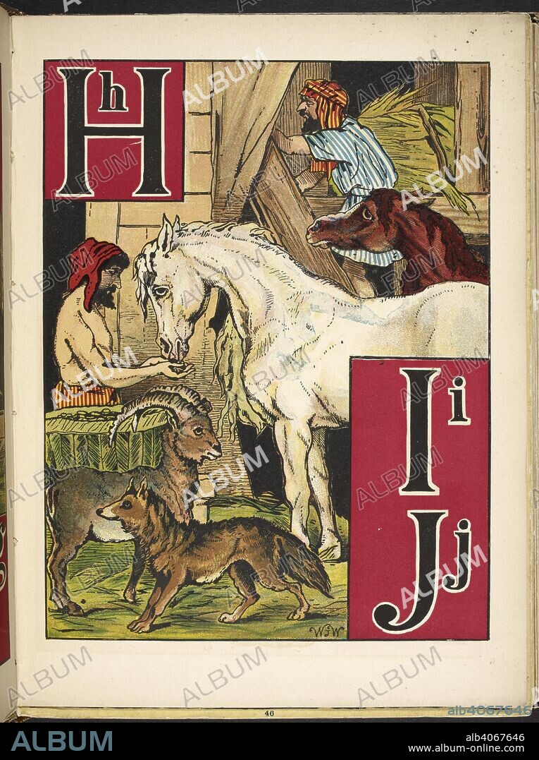 H for Ham and horse. I for ibex. J for jackal and Japheth. The ark alphabet. London : Frederick Warne & Co., [1876] Camden Press. Children's books. Alphabet books. Source: 12805.l.45.(10) page 3.