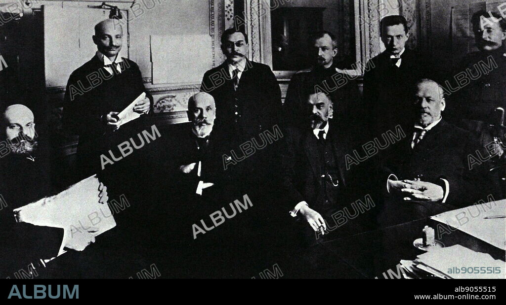 Photograph of Mikhail Rodzianko alongside other leaders of the 1917 Russian Revolution. Mikhail Rodzianko (1859-1924) a Russian politician, statesman and 5th Chairman of the State Duma. Dated 20th Century.