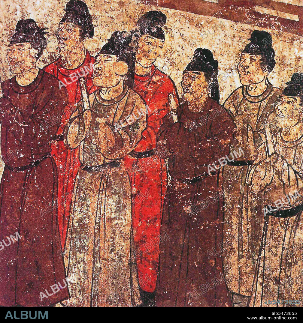 The Qianling Mausoleum is a Tang Dynasty (618-907) tomb site located in Qian County, Shaanxi province, China, and is 85 km (53 miles) northwest of Xi'an, the former Tang capital. Built by 684 (with additional construction until 706), the tombs of the mausoleum complex house the remains of various members of the royal Li family. This includes Emperor Gaozong of Tang (r. 649-683), as well as his wife, the Zhou Dynasty usurper and China's first (and only) governing empress Wu Zetian (r. 690-705). The mausoleum is renowned for its many Tang Dynasty stone statues located above ground and the mural paintings adorning the subterranean walls of the tombs. Besides the main tumulus mound and underground tomb of Gaozong and Wu Zetian, there is a total of 17 smaller attendant tombs.