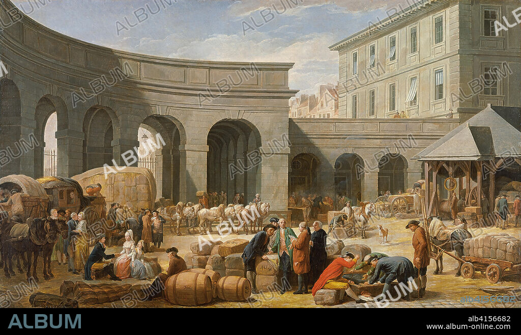 NICOLAS BERNARD LEPICIE. Nicolas-Bernard Lépicié (París, 1735-1784). El patio de la aduana (1775). Óleo sobre lienzo. 98 x 164 cm.