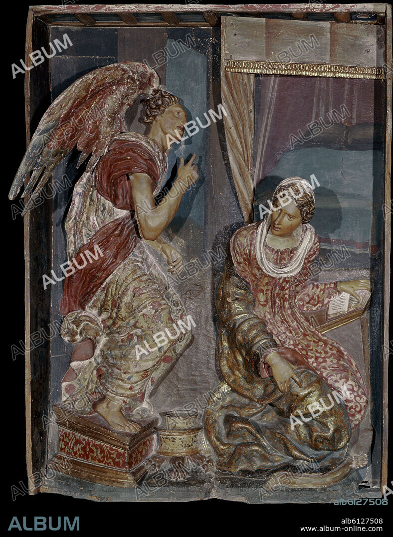 ALONSO BERRUGUETE (1488-1561). RETABLO DE LA CAPILLA MAYOR DEL MONASTERIO DE MEJORADA DE OLMEDO - ANUNCIACION - 1523/1526.