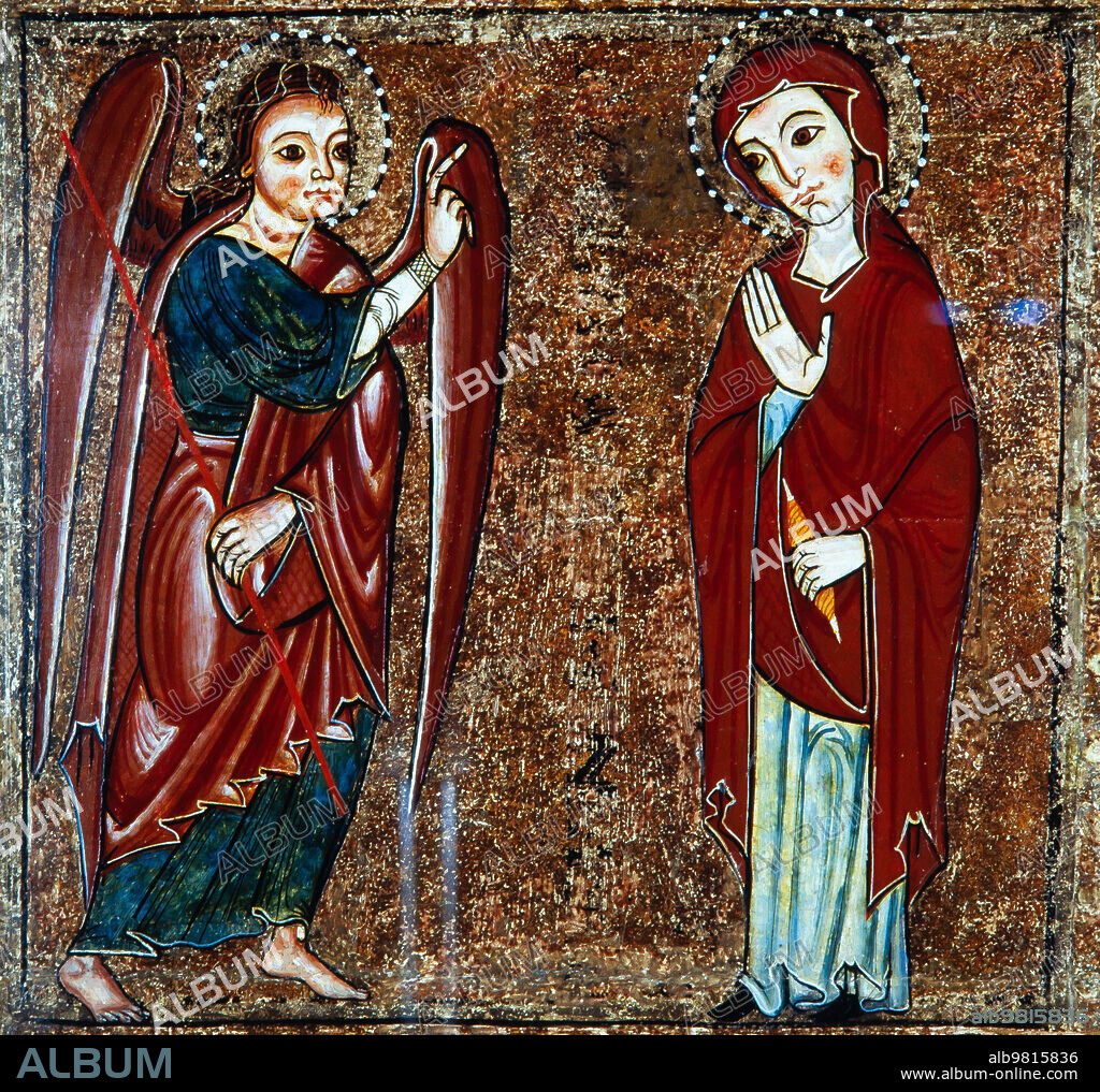 MAESTRO DE LLUÇA. Maestro de Lluça / Frontal del altar de Santa María de Lluça. Siglo XIII, pintura al temple sobre madera. Museu d'Art Medieval MEV.