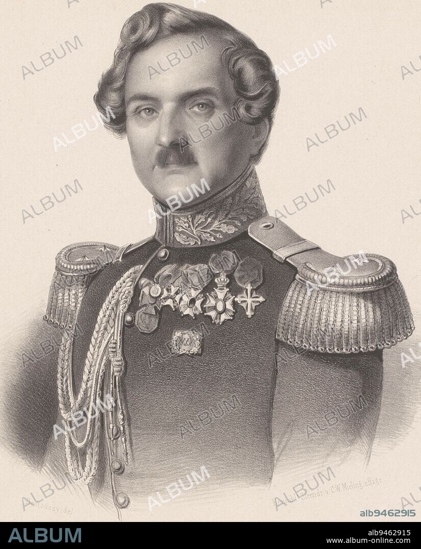 Portrait of François Vincent Henri Antoine de Stuers, Augustin Luc Demoussy, in or after 1847 - in or before 1861, print maker: Augustin Luc Demoussy, (mentioned on object), printer: Koninklijke Nederlandse Steendrukkerij van C.W. Mieling, (mentioned on object), print maker: Paris, printer: The Hague, in or after 1847 - in or before 1861, paper, h 545 mm × w 364 mm.