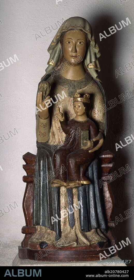 ESCULTURA-VIRGEN DE NTRA SRA DE LA CORONADA (O DE LA ALCACHOFA)S XIII-MADERA POLICROMADA.