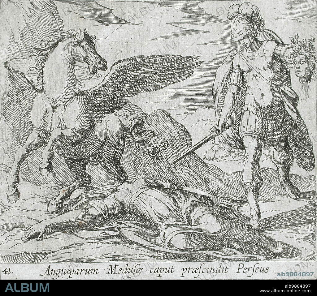 ANTONIO TEMPESTA and WILHELM JANSON. Perseus Killing Medusa, published 1606. From The Metamorphoses of Ovid, pl. 41.