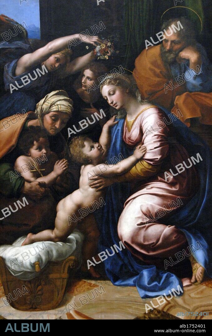 RAPHAEL. Raffaello Sanzio da Urbino (1483-1520). Italian painter. High Renaissance. The Holy Family. 1518. Louvre. Paris. France.