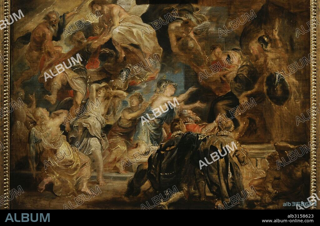 ARTE BARROCO. FLANDES. RUBENS, Peter Paul (Siegen,1577-Amberes,1640). Pintor flamenco, una de las grandes figuras del barroco. La muerte de Enrique IV y la proclamación de la regencia, 1622. Museo del Hermitage (The State Hermitage Museum). San Petersburgo. Rusia.