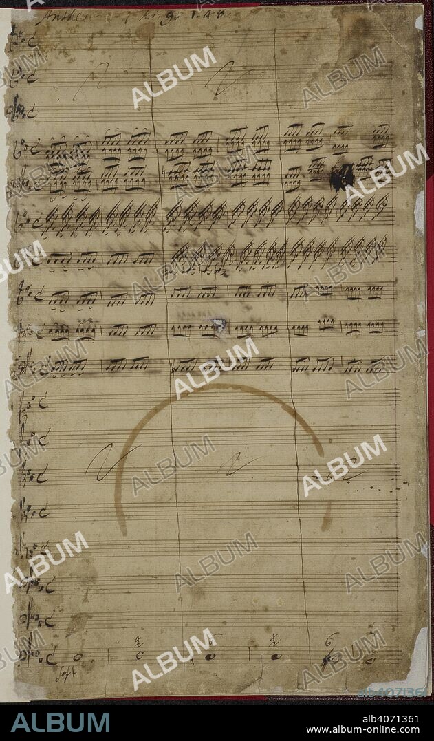 GEORG FRIEDRICH HÄNDEL. Sheet music (autograph). Beginning of 'Zadok the priest'. Coronation Anthems. 1727. Sheet music (autograph). Beginning of 'Zadok the priest'.  Image taken from Coronation Anthems.  Originally published/produced in 1727. . Source: R.M.20.h.5, f.1.