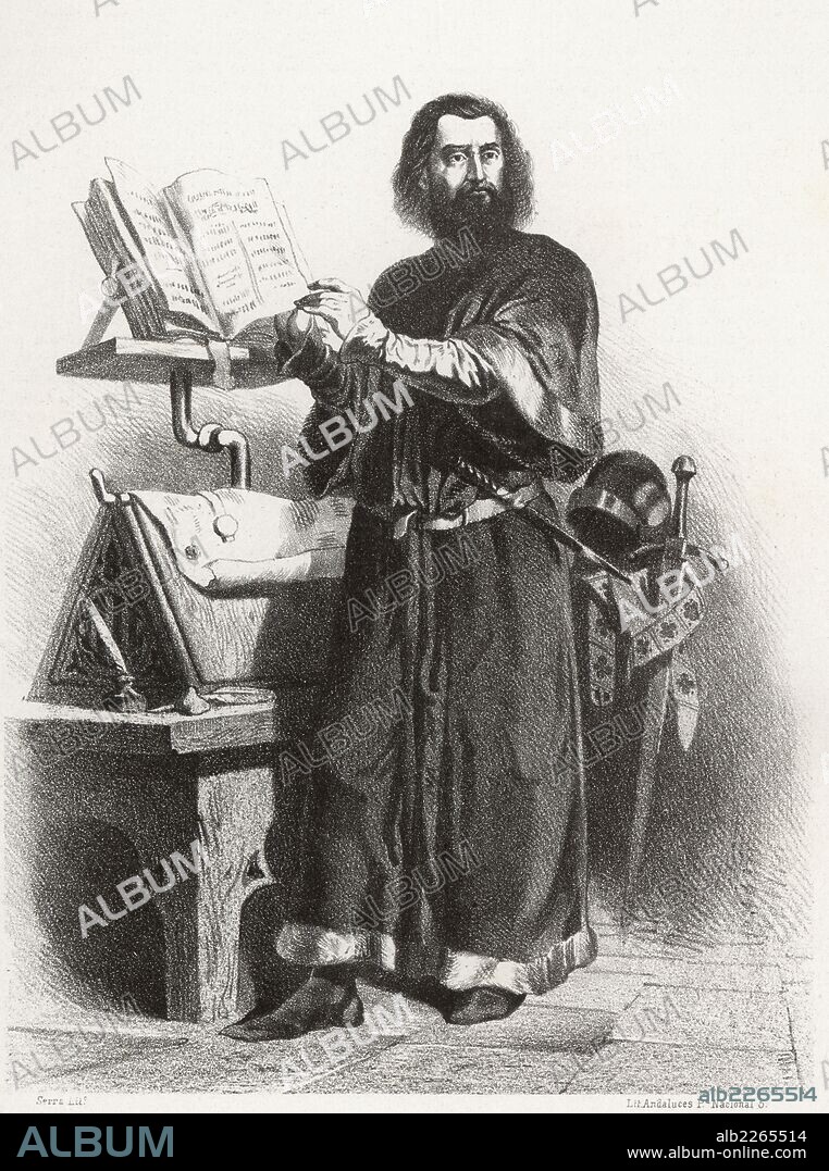 Historia de España. Ramón Berenguer I el Viejo (1023-1076), conde de Barcelona. Grabado de 1872.