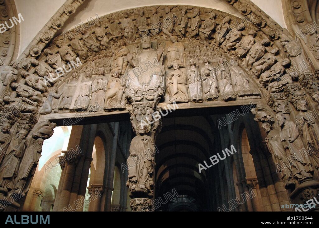 Santiago de Compostela, La Coruna province, Galicia, Spain. Cathedral. The Portal of Glory, by Master Mateo, 1168-1188. Romanesque portico.