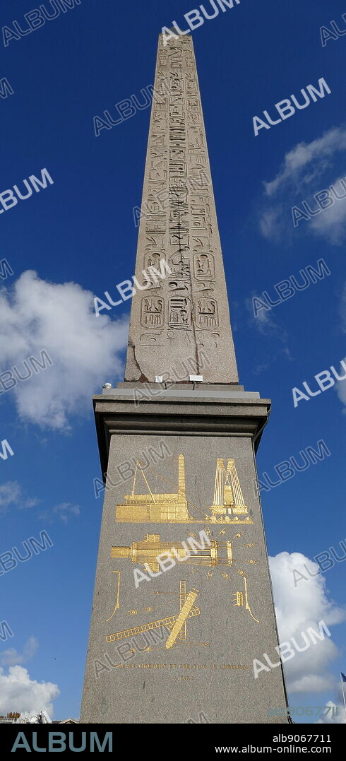 At the center of the Place de la Concorde, Paris is a giant Egyptian obelisk decorated with hieroglyphics exalting the reign of the pharaoh Ramses II. It is one of two the Egyptian government gave to the French in the 19th century. The obelisk once marked the entrance to the Luxor Temple. The self-declared Khedive of Egypt, Muhammad Ali Pasha, offered the 3,300-year-old Luxor Obelisk to France in 1829. It arrived in Paris on 21 December 1833. Three years later, on 25 October 1836, King Louis Philippe had it placed in the center of Place de la Concorde.