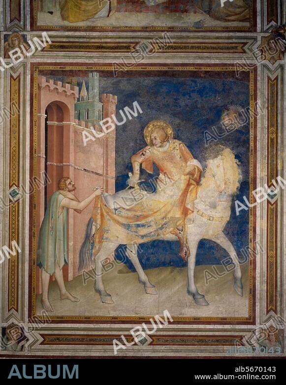 SIMONE MARTINI. Martini, Simone c. 1280/85 - 1344. "St. Martin of Tours dividing his cloak". Fresco, c. 1320/25. Assisi, S.Francesco. (Lower church, Martin's chapel). (Photo: Stefan Diller).