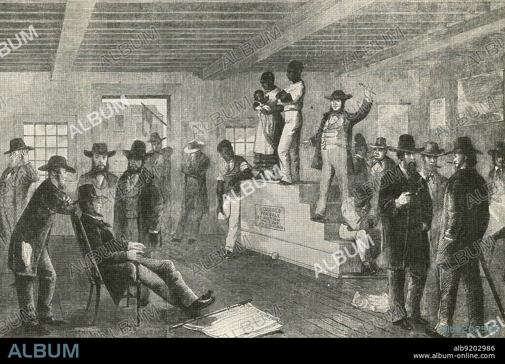 Slave auction in Virginia, 1861. Besides the obvious cruelty of slavery there was the added burden of being separated from family making it nearly impossible to build cohesive family units. A slave market is a place where slaves are bought and sold. These markets became a key phenomenon in the history of slavery, particularly in the Arab slave trade and the interregional slave trade of the United States. The Atlantic slave trade involved the transportation by slave traders of enslaved African people, mainly to the Americas. In the US, the domestic slave trade had become a major economic activity by 1815, and lasted until the 1860s. Between 1830 and 1840 nearly 250,000 slaves were taken across state lines. In the 1850s more than 193,000 were transported, and historians estimate nearly one million in total took part in the forced migration of this new Middle Passage. By 1860 the slave population in the United States had reached 4 million.