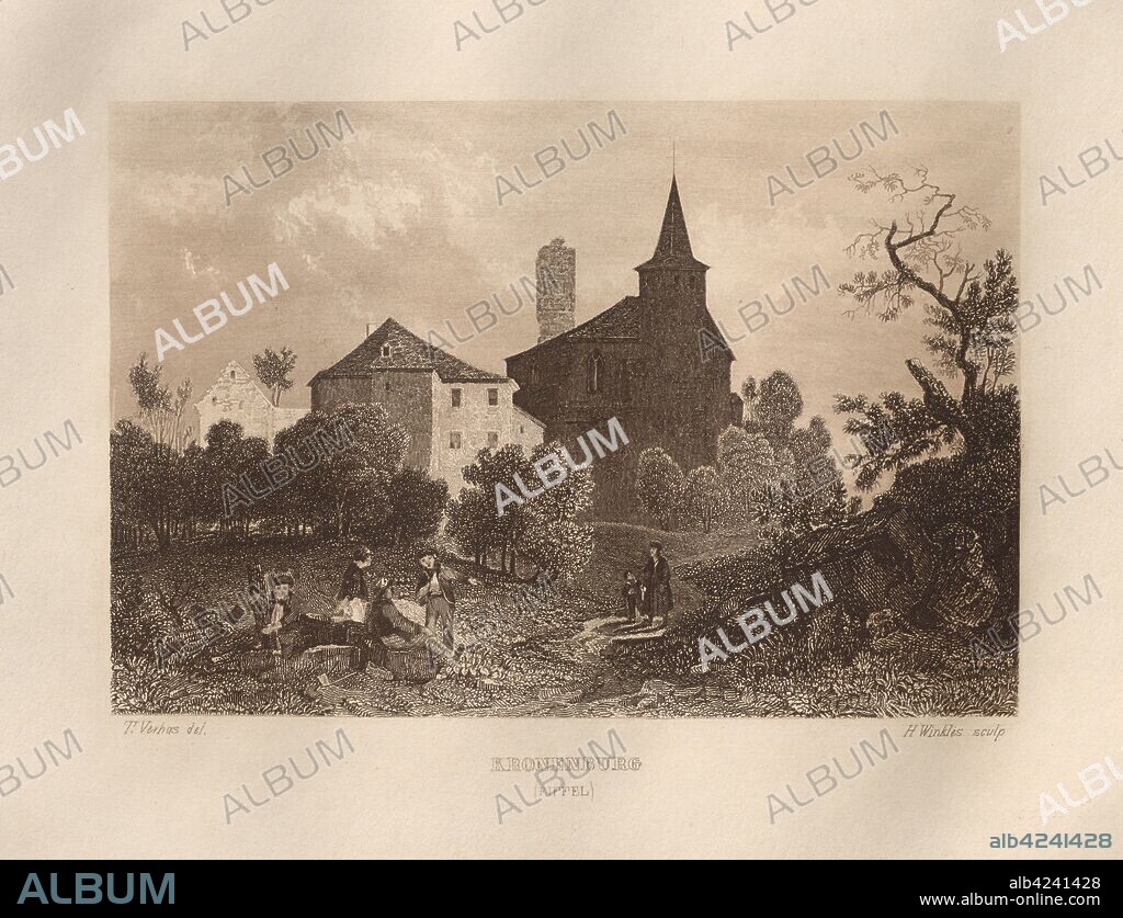 Das Malerische und Romantische Rheinland: Kronenburg (Eiffel), 1928. Henry Winkles (British, 1801-1900), after Theodor Verhas (German, 1811-1872), Kurt Schroeder. Etching in brown; sheet: 24.1 x 32.8 cm (9 1/2 x 12 15/16 in.); platemark: 16.7 x 24.5 cm (6 9/16 x 9 5/8 in.).