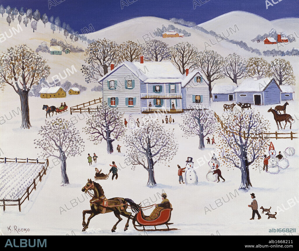 First Snow 1996 Konstantin Rodko (1908-1995 Russian) Oil On Canvas SuperStock Inc. Collection, Jacksonville, FL, USA.