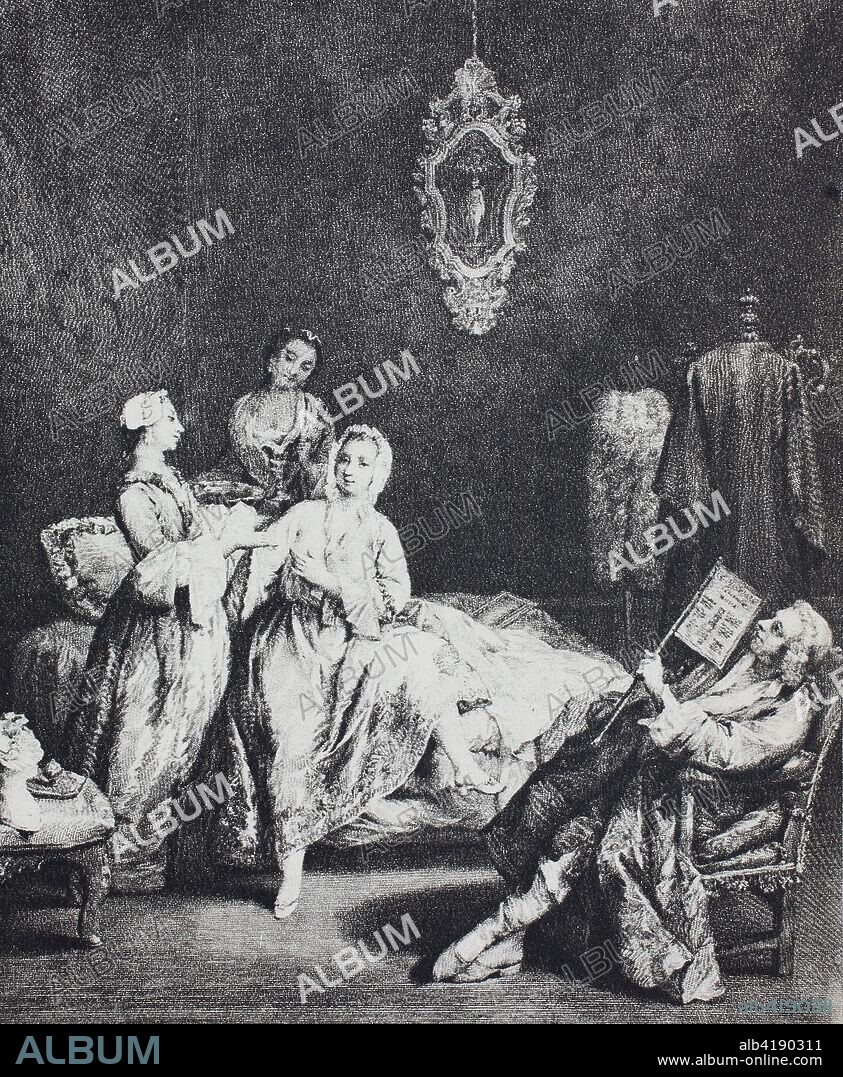 fashion at in venice Italy around 1750, rococo, Trachten in Venedig um 1750, Rokoko.