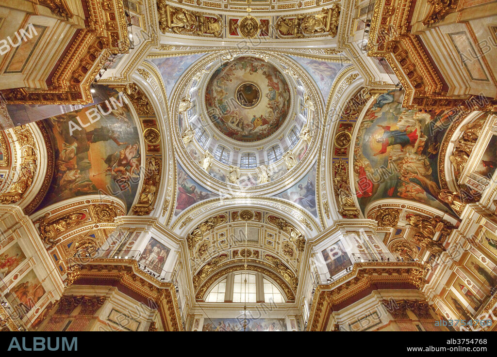 Interior, ceiling with belfry, St. Isaac's Cathedral, UNESCO World Heritage Site, St. Petersburg, Russia, Europe.
