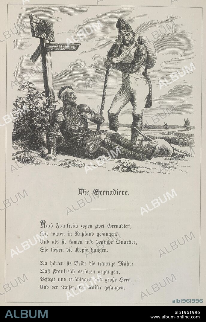 The Grenadier. Deutsches Balladenbuch. Mit Holzschnitten nach Zei. Leipzig, 1852. Source: 11521.g.1, 433. Language: German.
