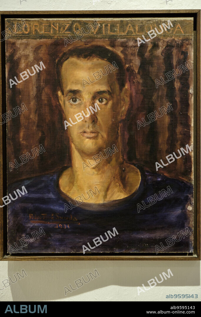 retrato de Llorenç Villalonga Pons, firmado por Pedro Sureda, fundacion casa museo, llorenç Villalonga, Binissalem, Mallorca, balearic islands, spain, europe.