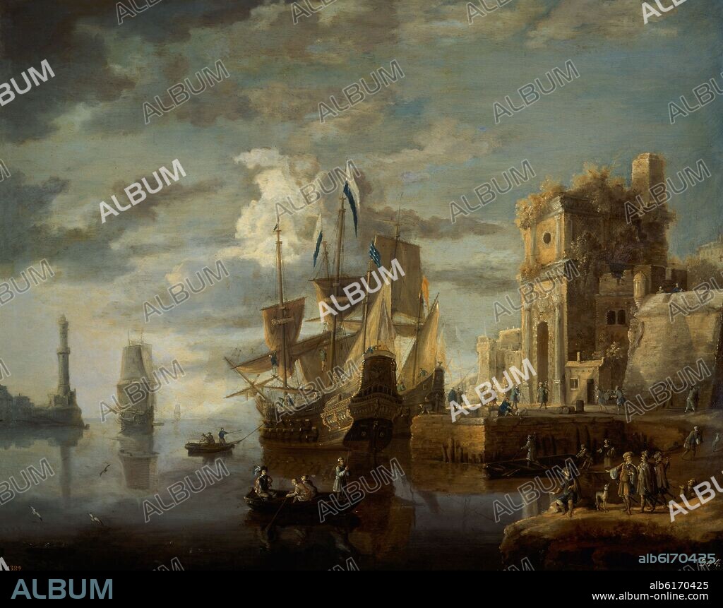 JAN PEETERS I. UN PUERTO DE MAR - SIGLO XVII - OLEO/COBRE - 70 x 86 cm - NP 2128 - ESCUELA FLAMENCA.