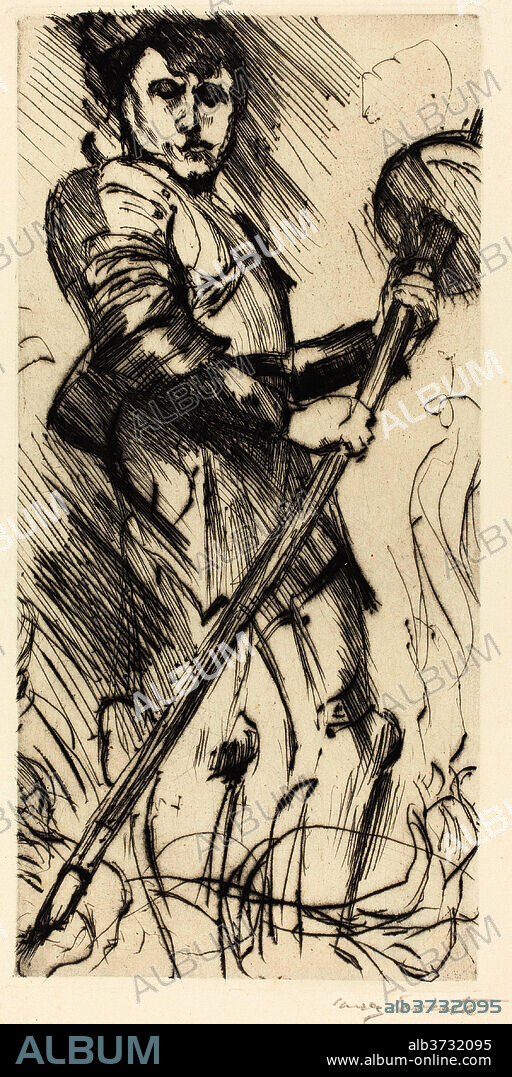 LOVIS CORINTH. Saint George (St. Georg). Dated: 1916. Dimensions: plate: 25.9 x 12.6 cm (10 3/16 x 4 15/16 in.)  sheet: 37.2 x 28 cm (14 5/8 x 11 in.). Medium: drypoint.