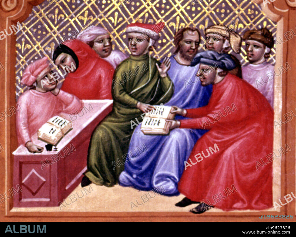 Miniature in 'Codex Justinian Institutiones Feodorum et Alia', illuminated manuscript, c. 1300, detail of the miniature.