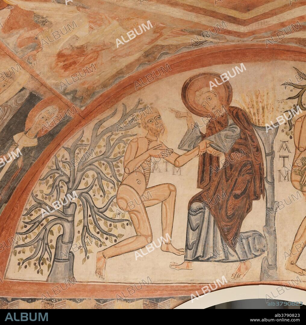 Anonymous / 'The Creation of Adam. The Hermitage of the Vera Cruz de Maderuelo'. XII century. Fresco painting on mural transferred to canvas.