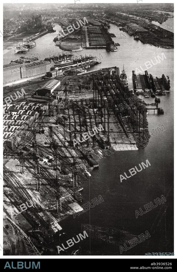 Aerial view of the Bremer Vulkan shipyard, Bremen, Germany, from a Zeppelin, c1931 (1933). A photograph from Zeppelin-Weltfahrten, Vom ersten Luftschiff 1899 bis zu den Fahrten des LZ127 Graf Zeppelin 1932, Dresden, 1933.