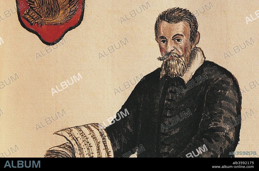 GREVEMBROCH (GREVENBROECK), GIOVANNI (JAN), THE YOUNGER. Claudio Monteverdi (1567-1643). Detail. From Gli abiti de' Veneziani.