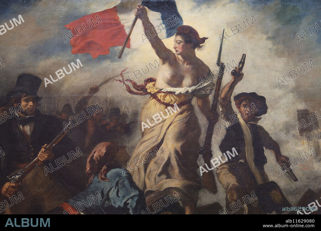 July 28, 1830. Liberty leading the people, 1831. By Eugene Delacroix (1798-1863). Detail. Louvre Museu. Paris. France.