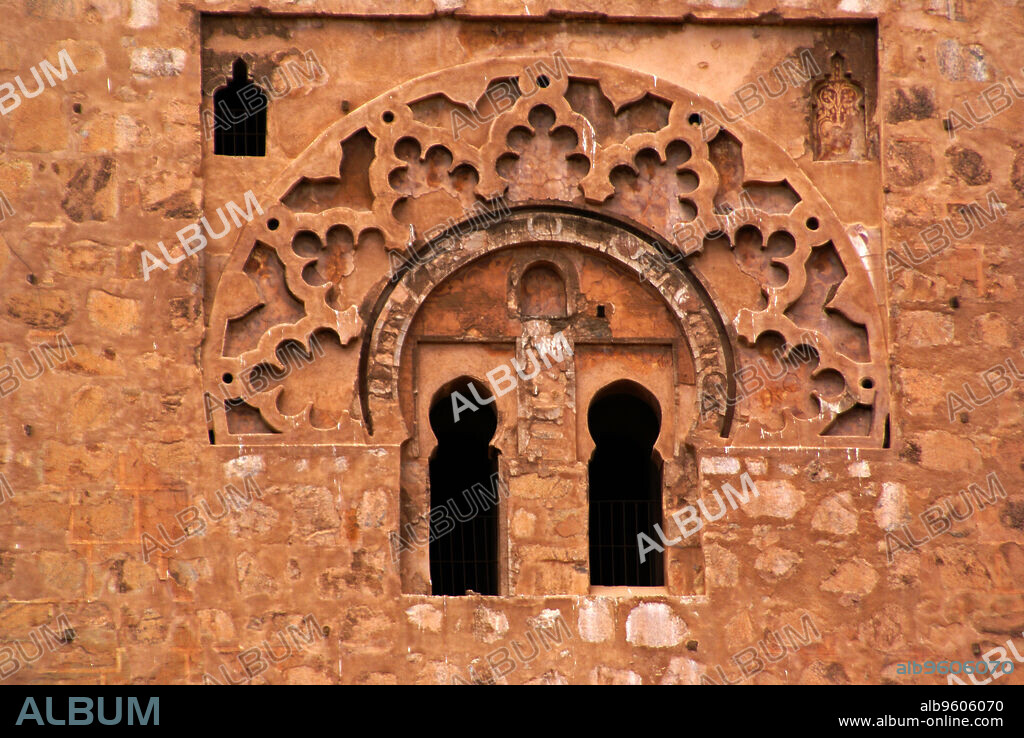 Detalle del minarete de la Koutoubia (S.XII). Marrakech. Marruecos. Magreb. Africa.