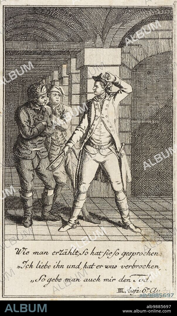 DANIEL BERGER. Plate 8 from The Deserter by Sedaine, 1775. Almanac: Berlin Genealogical Calendar, 1775.