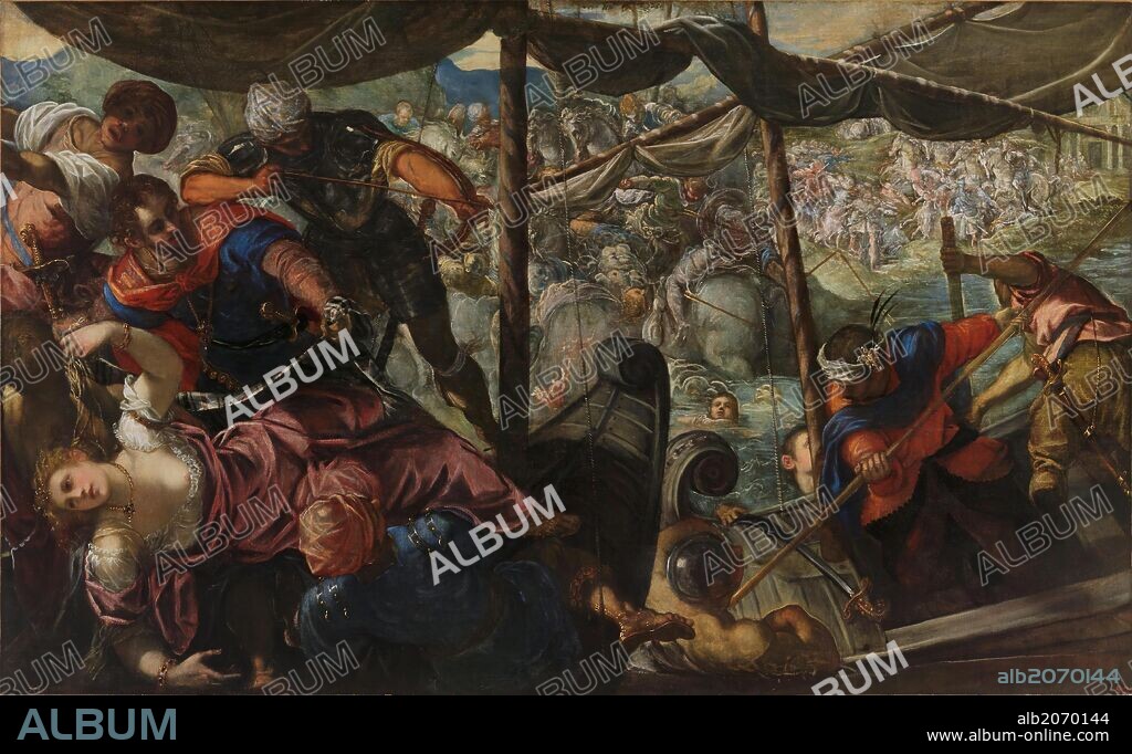Jacopo Robusti Tintoretto / 'El rapto de Helena', Hacia 1578, Escuela Italiana, Óleo sobre Lienzo, 186 cm x 307 cm, P00399.