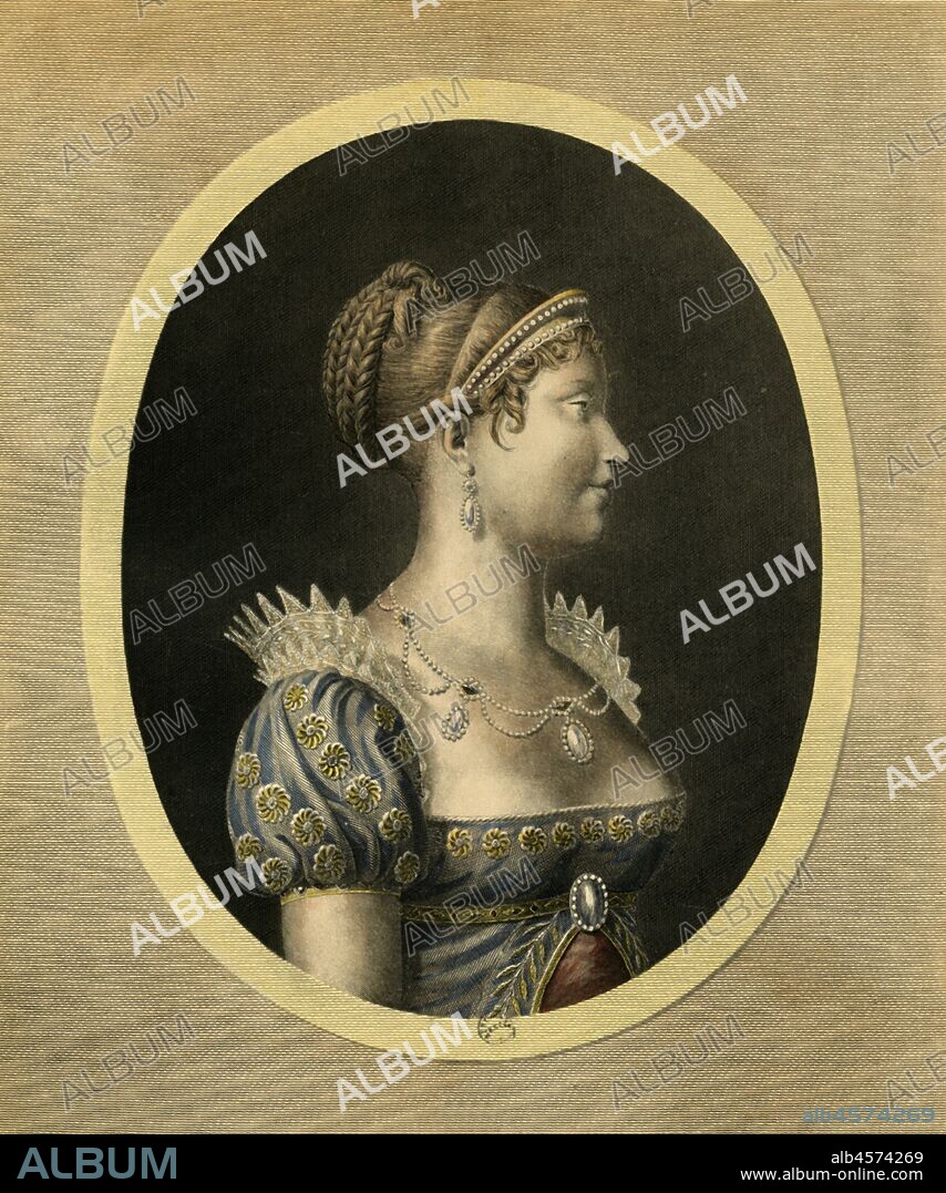 JEAN-FRANCOIS RIBAULT. Marie Louise, Duchess of Parma, c1810, (1921). 'Marie Louise, Archiduchesse d'Autriche, Impératrice des Français, Reine d'Italie'. Portrait of Marie Louise, (1791-1847), 'Archduchess of Austria, Empress of the French, Queen of Italy', and second wife of Napoleon Bonaparte. Engraving by Ribault, drawn by Durand-Duclos after a bust of 1810 by Bosio. From "Napoleon", by Raymond Guyot, [H. Floury, Paris, 1921].