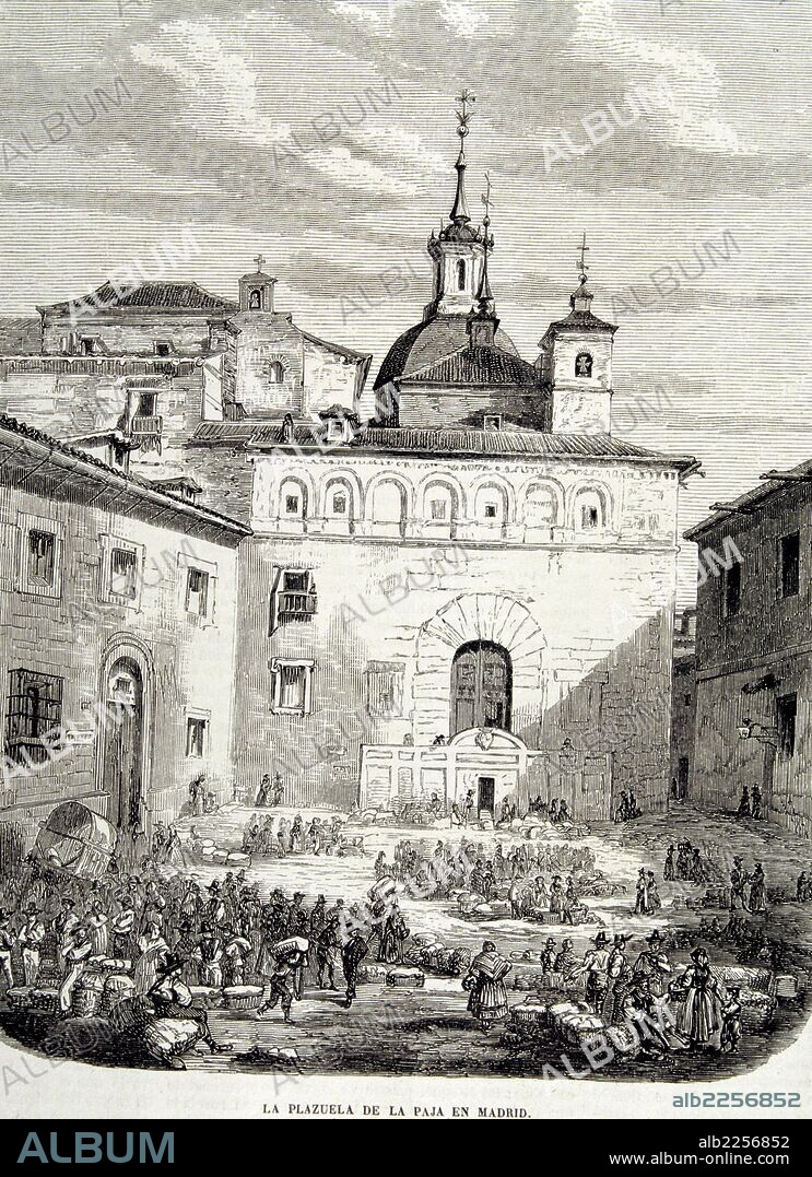 MADRID. PLAZA DE LA PAJA. GRABADO DE LA ILUSTRACION ESPAÑOLA Y AMERICANA , SIGLO XIX.  MADRID PINTADO.