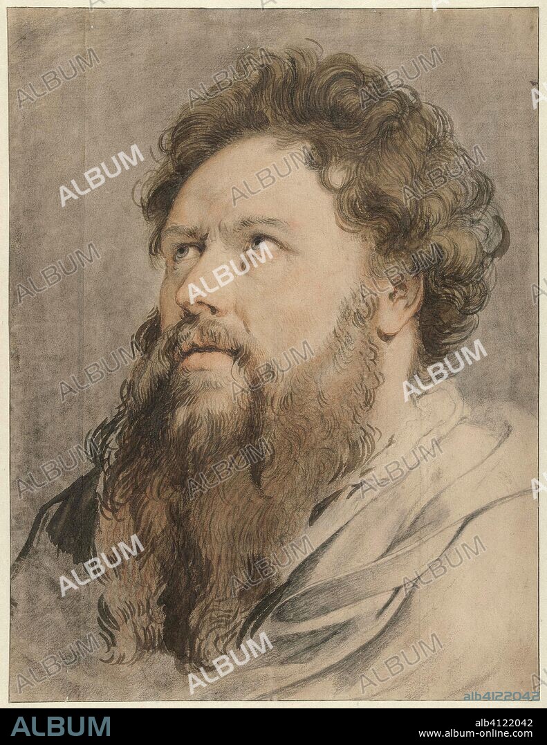 Head of man with beard, the eyes are looking sideways. Draughtsman: Jacob de Wit. After Peter Paul Rubens (possibly). Dating: 1705 - 1754. Measurements: h 438 mm × w 337 mm.
