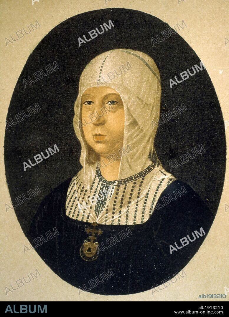 Isabel I de Castilla, llamada la Católica (1451-1504). Copia de una pintura de Rincón.
