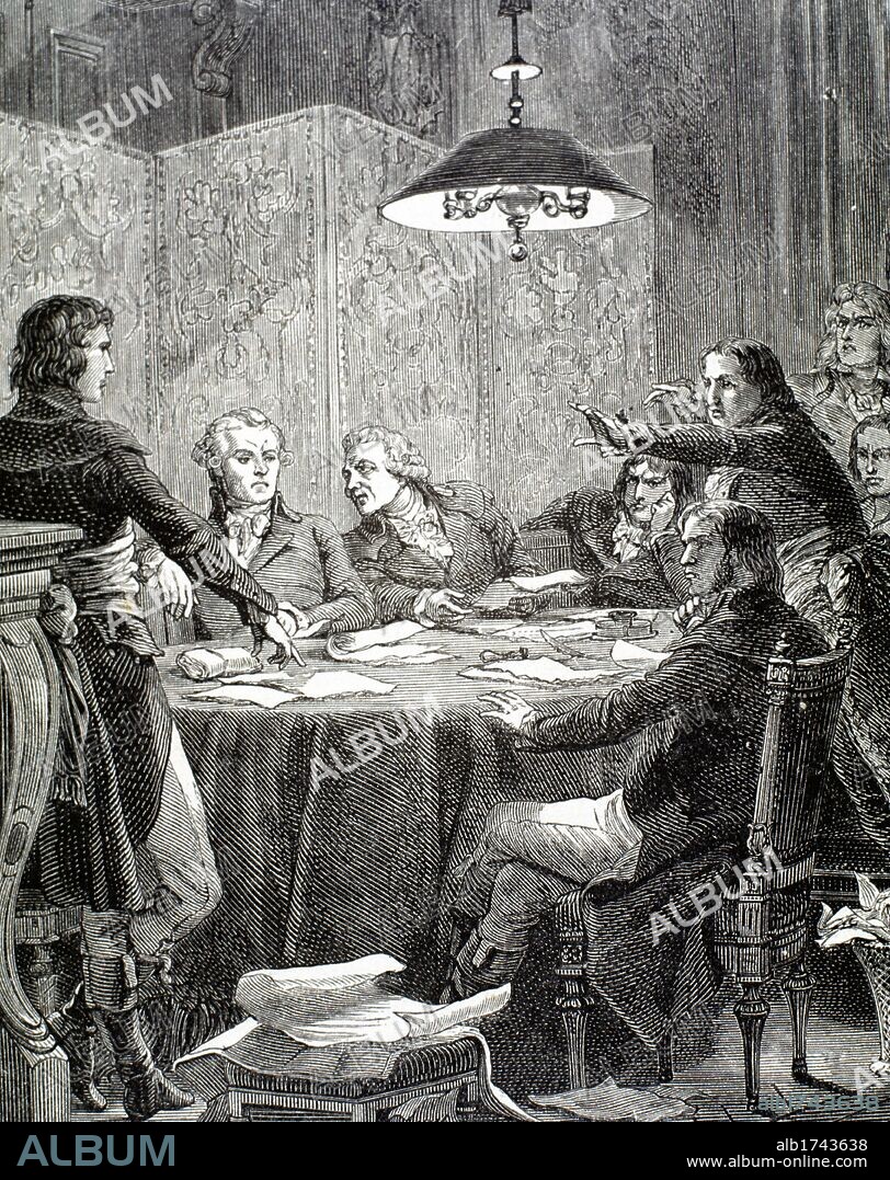 The Committee of Public Safety, created in April 1793 by the National Convention and then restructured in July 1793, formed the de facto executive government in France during the Reign of Terror (1793-94). Engraving, 19th century.