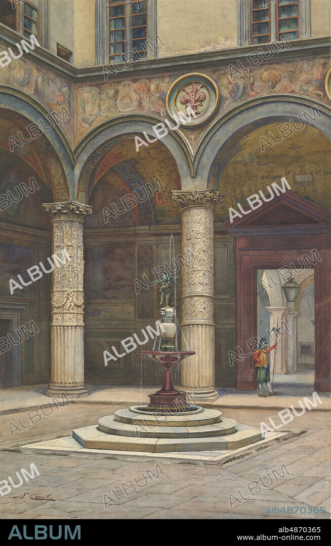 Courtyard of the Palazzo Vecchio, Florence, 19th century.