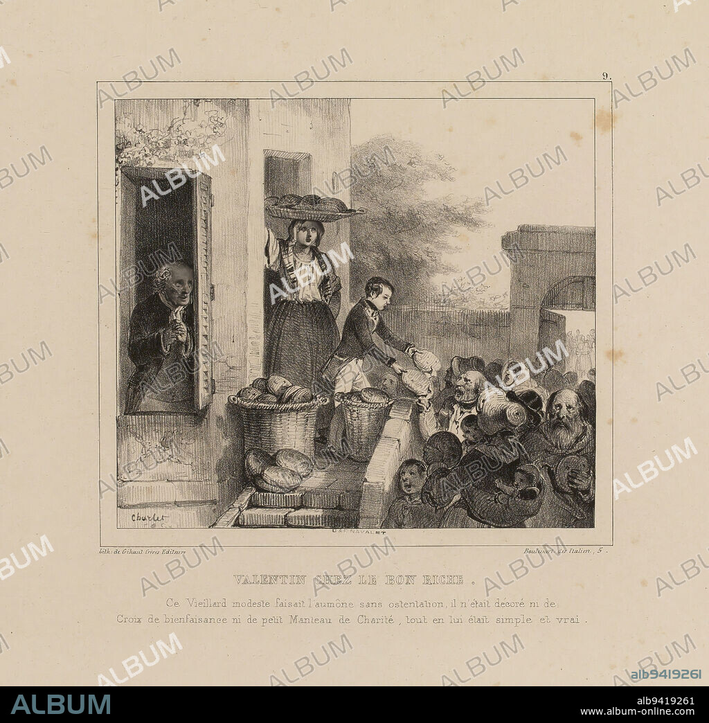 Valentin chez le bon riche... / 9, Charlet, Nicolas-Toussaint, Draftsman-lithographer, Gihaut Frères, Printer-lithographer, Gihaut Frères, Publisher, Array, Prints, Graphic arts, Album, Lithography, Paris, Paris, Paris, Dimensions - Work: Height: 26.4 cm, Width: 34.9 cm.