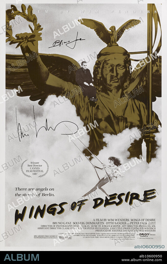 ANONYMOUS. Movie poster "Wings of Desire (Der Himmel über Berlin)" by Wim Wenders.