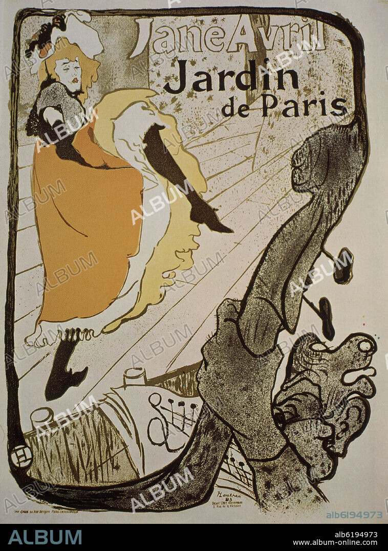 HENRI MARIE RAYMOND DE TOULOUSE-LAUTREC. CARTEL DE JANE AVRIL - 1899.