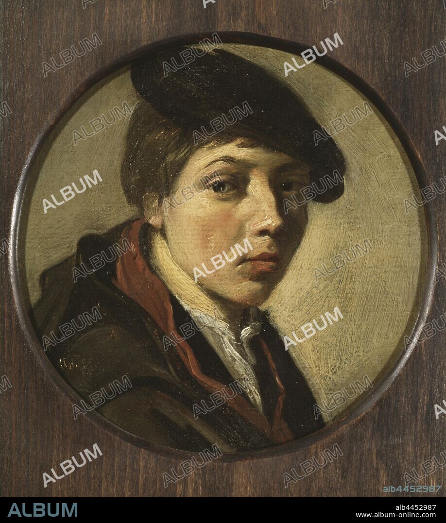 Judith Leyster, Portrait of a Boy, Goss portrait, painting, portrait, Oil on oak, Round, Height, 16.7 cm (6.5 inches), Width, 16.2 cm (6.3 inches).