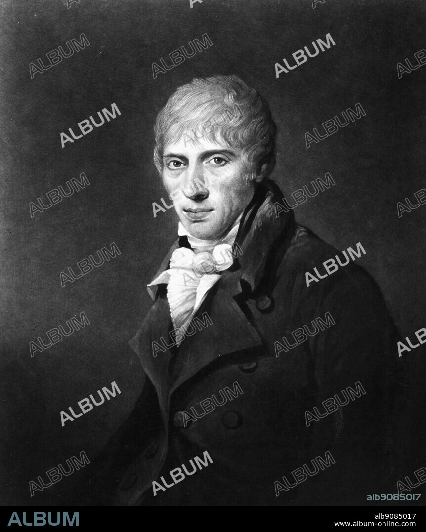 John Loudon MacAdam, 1825, by Charles Turner - lithograph in The British Museum, London (Print Room) (J. R. Freeman) - John Loudon McAdam (September 21, 1756 - November 26, 1836) was a Scottish engineer and road-builder. He invented a new process, "macadamisation", for building roads with a smooth hard surface that would be more durable and less muddy than soil-based tracks.. ©TopFoto.