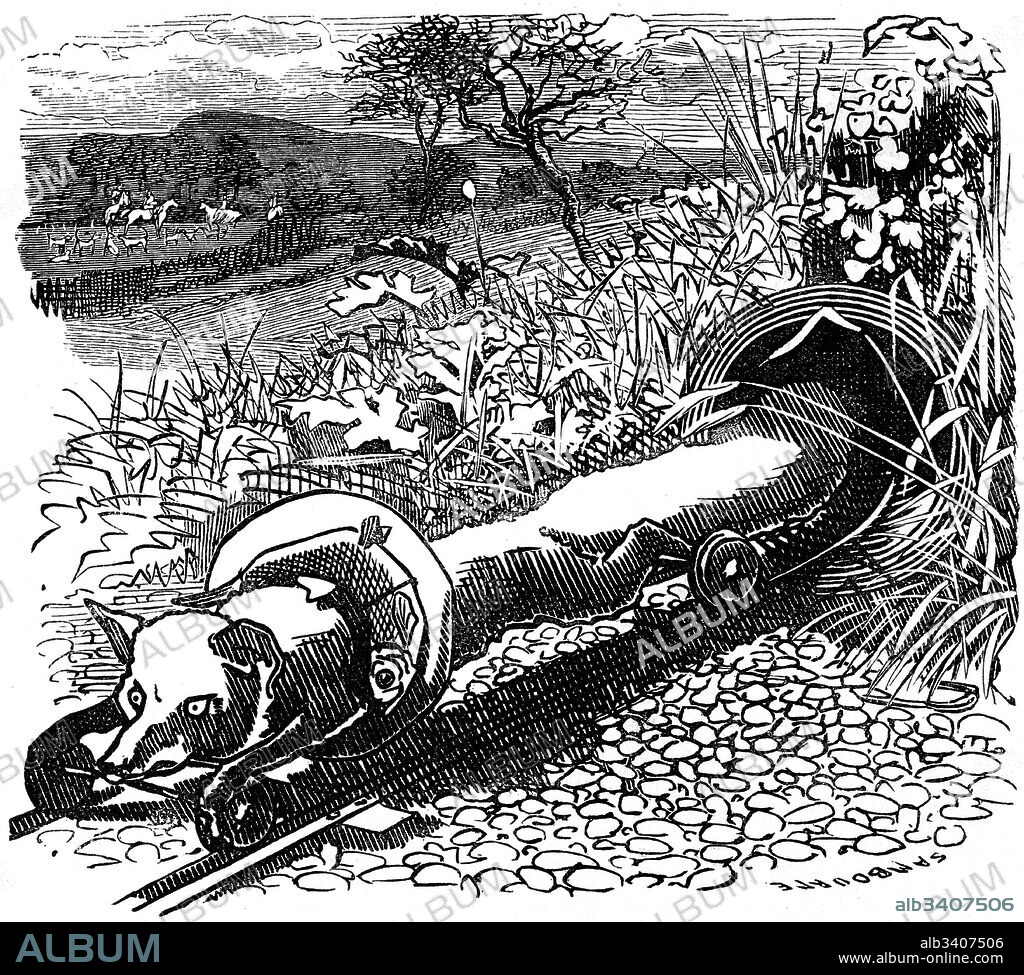 Cartoon by Edward Linley Sambourne on the pneumatic dispatch which the General Post Office used to transport parcels under London. Edward Linley Sambourne (1844-1910) an English cartoonist and illustrator. Dated 19th Century.