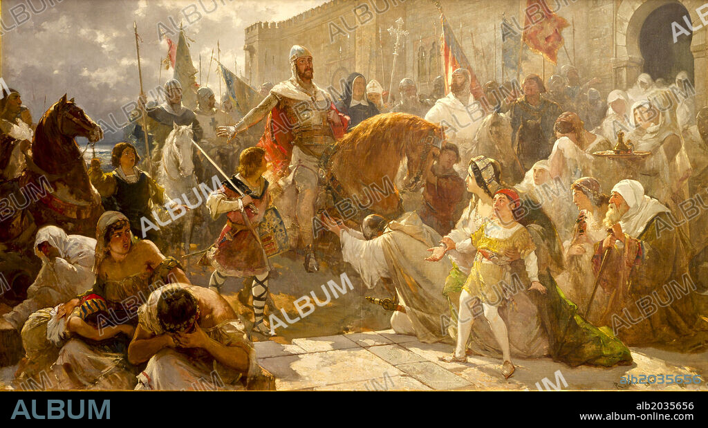 Entry of Jaime I the conqueror in Medina Mayurqa, Ricard Ankermann, Parlament de les Illes Balears, former Mallorquin Circle, 1852-1918. Palm. Mallorca, Spain.
