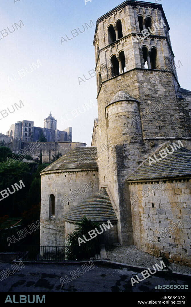 Sant Pere Gallifants church and apse (romanesque architecture) and Cathedral at the back.